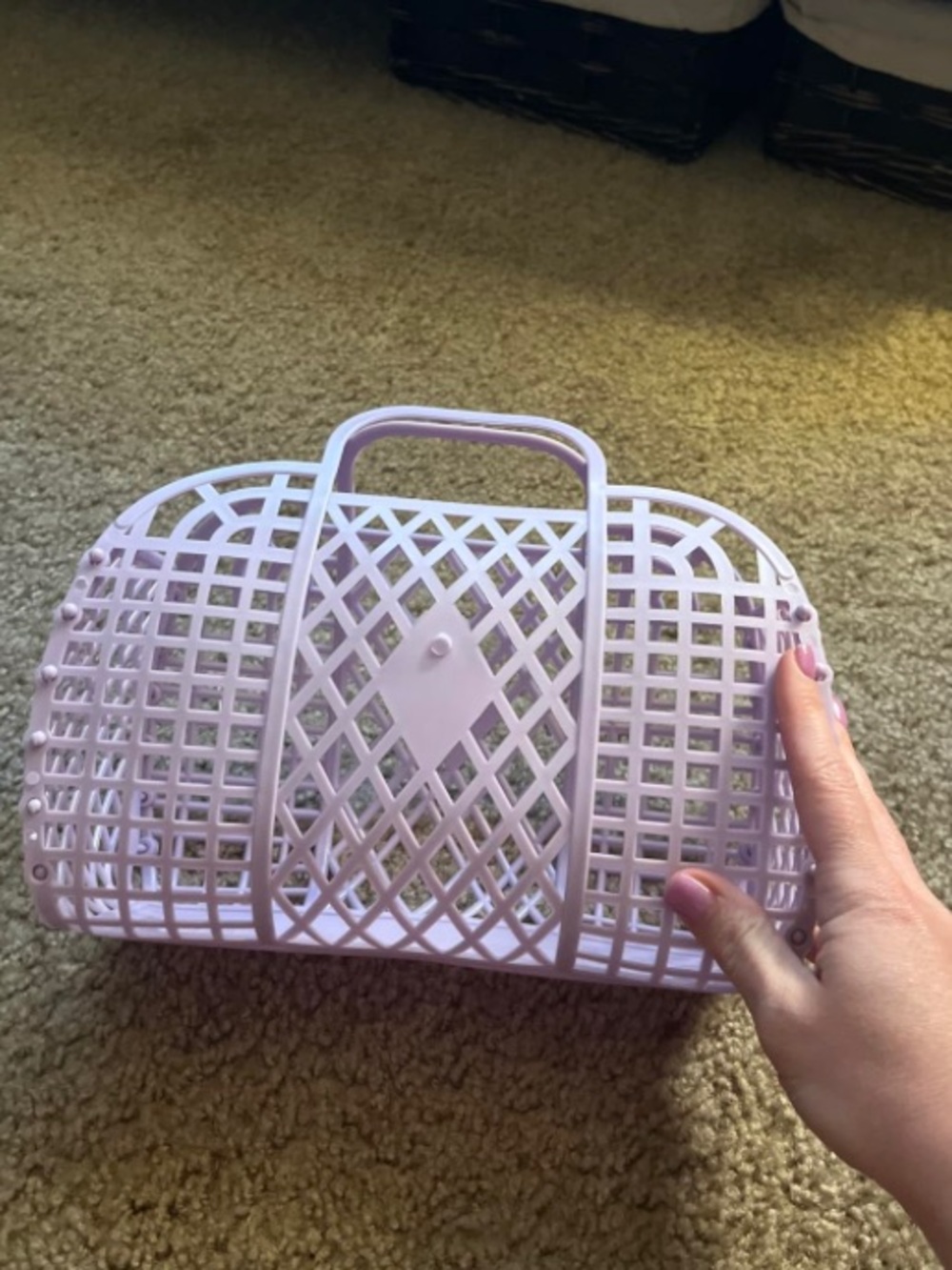 Lilac Lattice Plastic Handbag - Lightweight Women’s Carryall